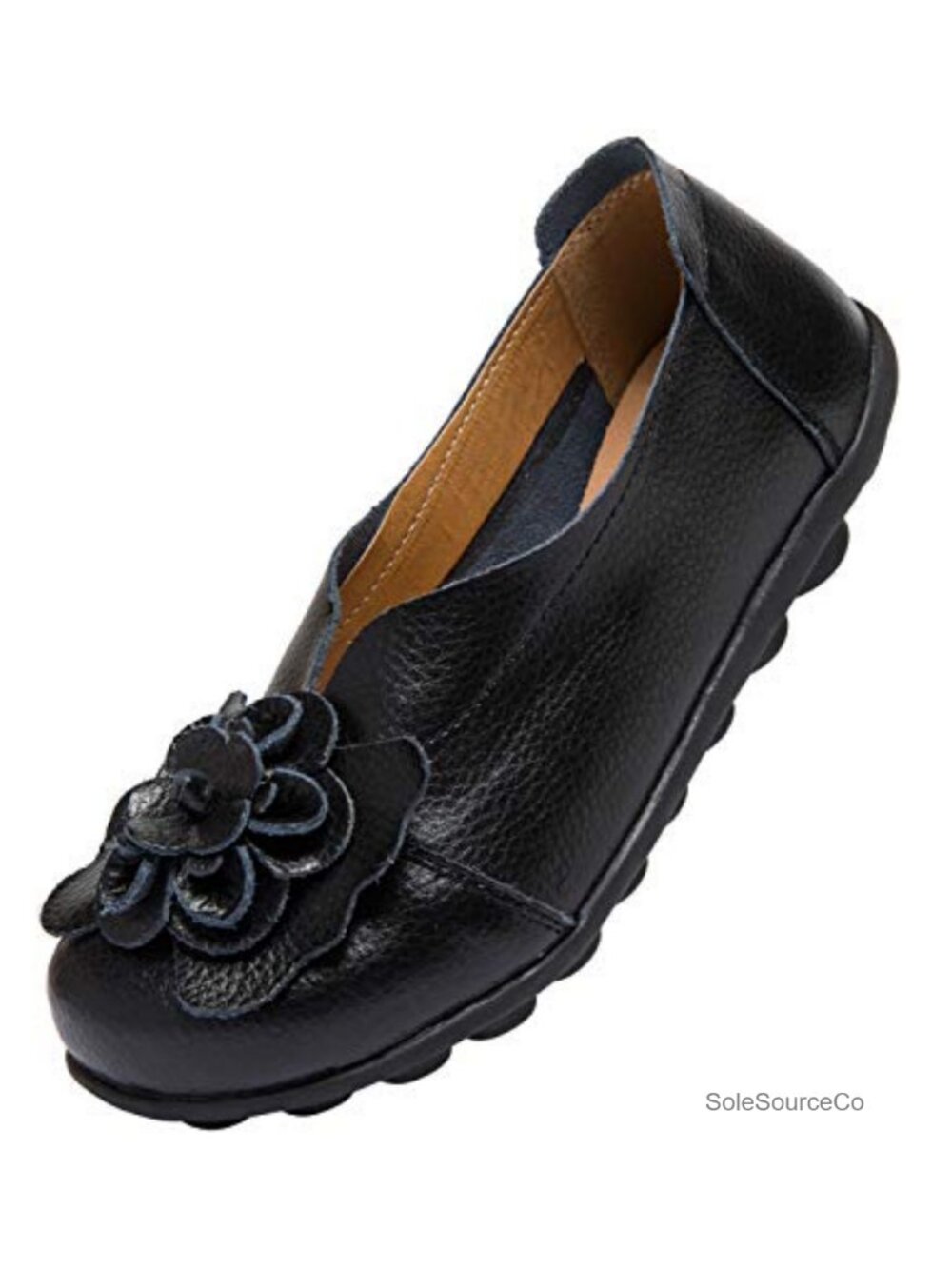 Women's Slip-On Loafers Leather Flats Memory Foam Insole Anti-Slip